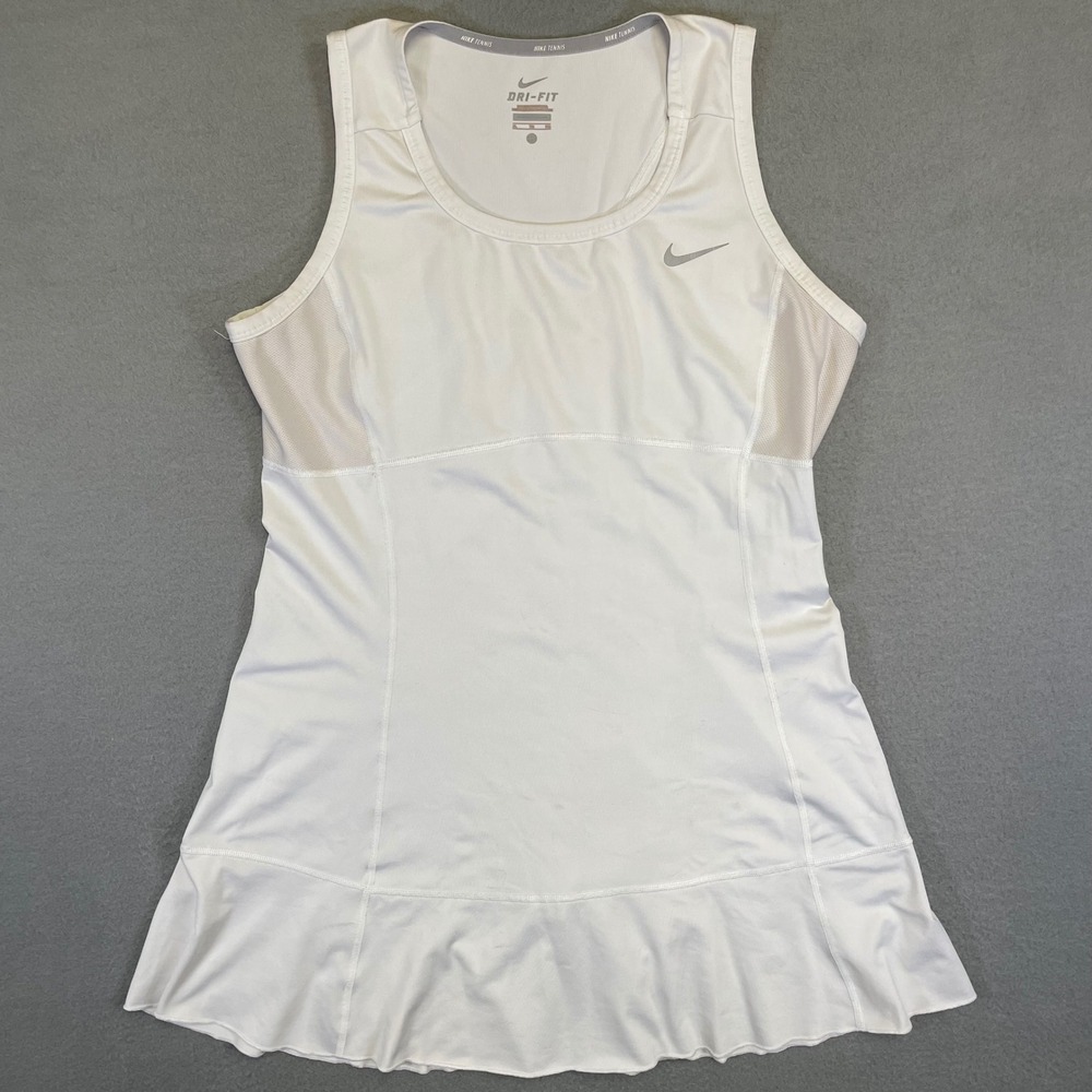 Nike Tennis Dress Women XL White Dri-FIT Sleeveless Ruffle Hem 523360-100